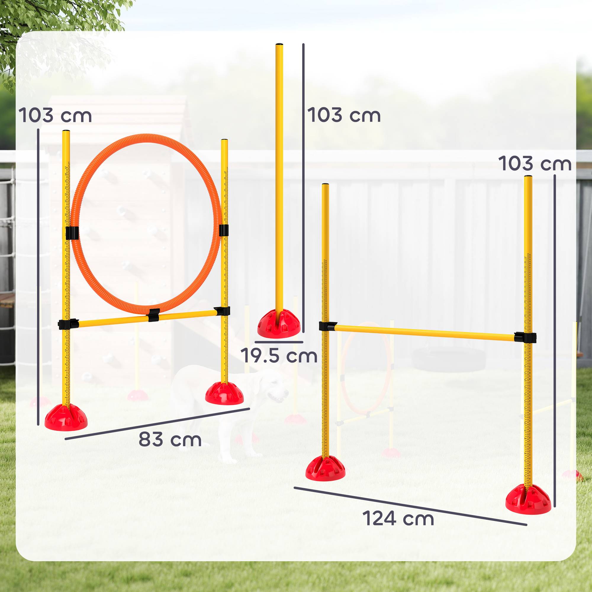 Kit d'agility pour chien plastique orange et jaune 124 x 19.5 x 103 cm - PANGIVO - Image 5