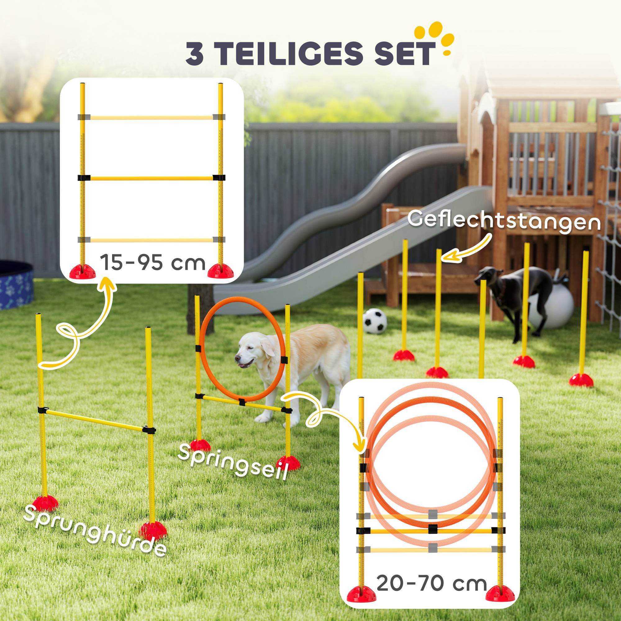 Kit d'agility pour chien plastique orange et jaune 124 x 19.5 x 103 cm - PANGIVO - Image 6