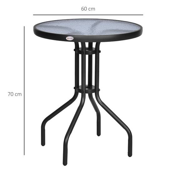PANGIVO - Table de jardin métal et verre trempé noir 60 x 60 x 70 cm - PANGIVO - Image 5