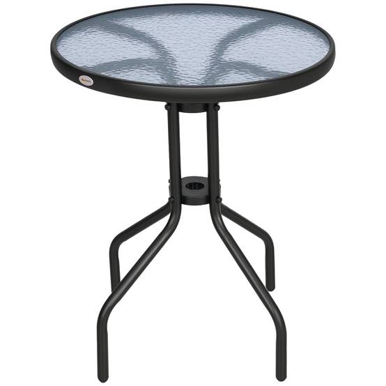 PANGIVO - Table de jardin métal et verre trempé noir 60 x 60 x 70 cm - PANGIVO - Image 1