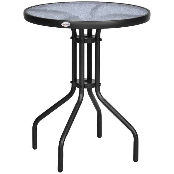 PANGIVO - Table de jardin métal et verre trempé noir 60 x 60 x 70 cm - PANGIVO - Image 2