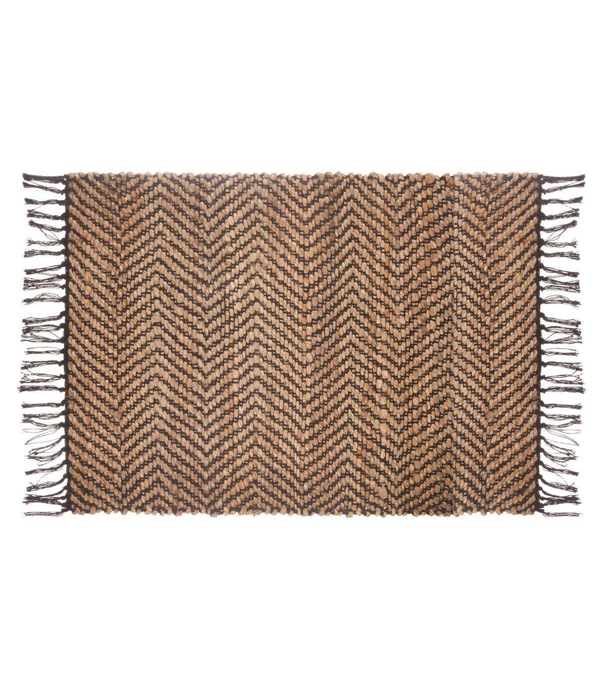 Tapis décoratif en Jute avec motif en coton 60 x 90 cm - Imagen 1