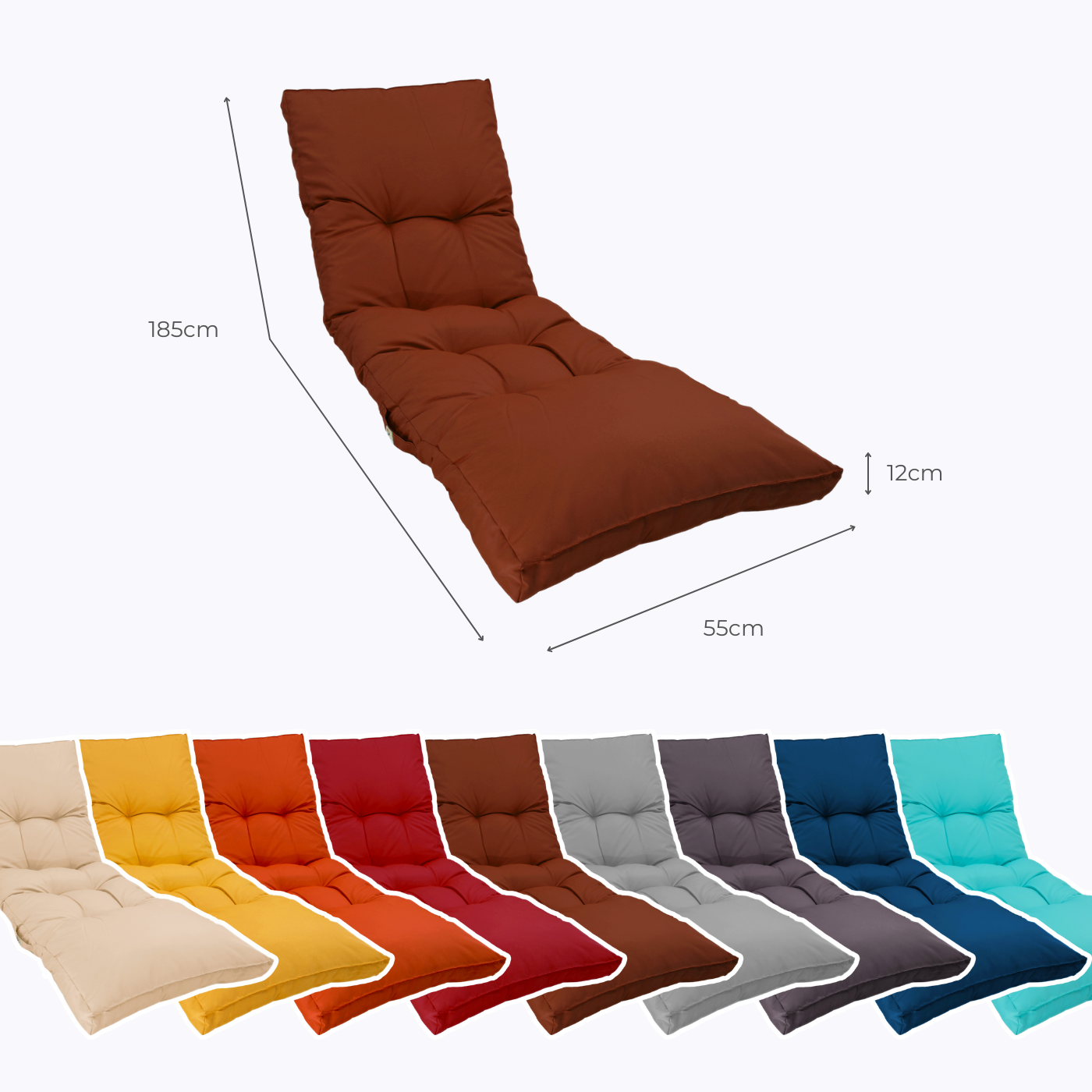 Coussin pour bain de soleil en polyester 185 x55cm terracotta - Déco arts - Image 5