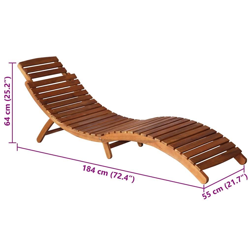 Chaise Longue et Table Jardin Bois Acacia Forme Incurvée Pliable Anthracite - ComfortXL Outdoor Living - Image 8