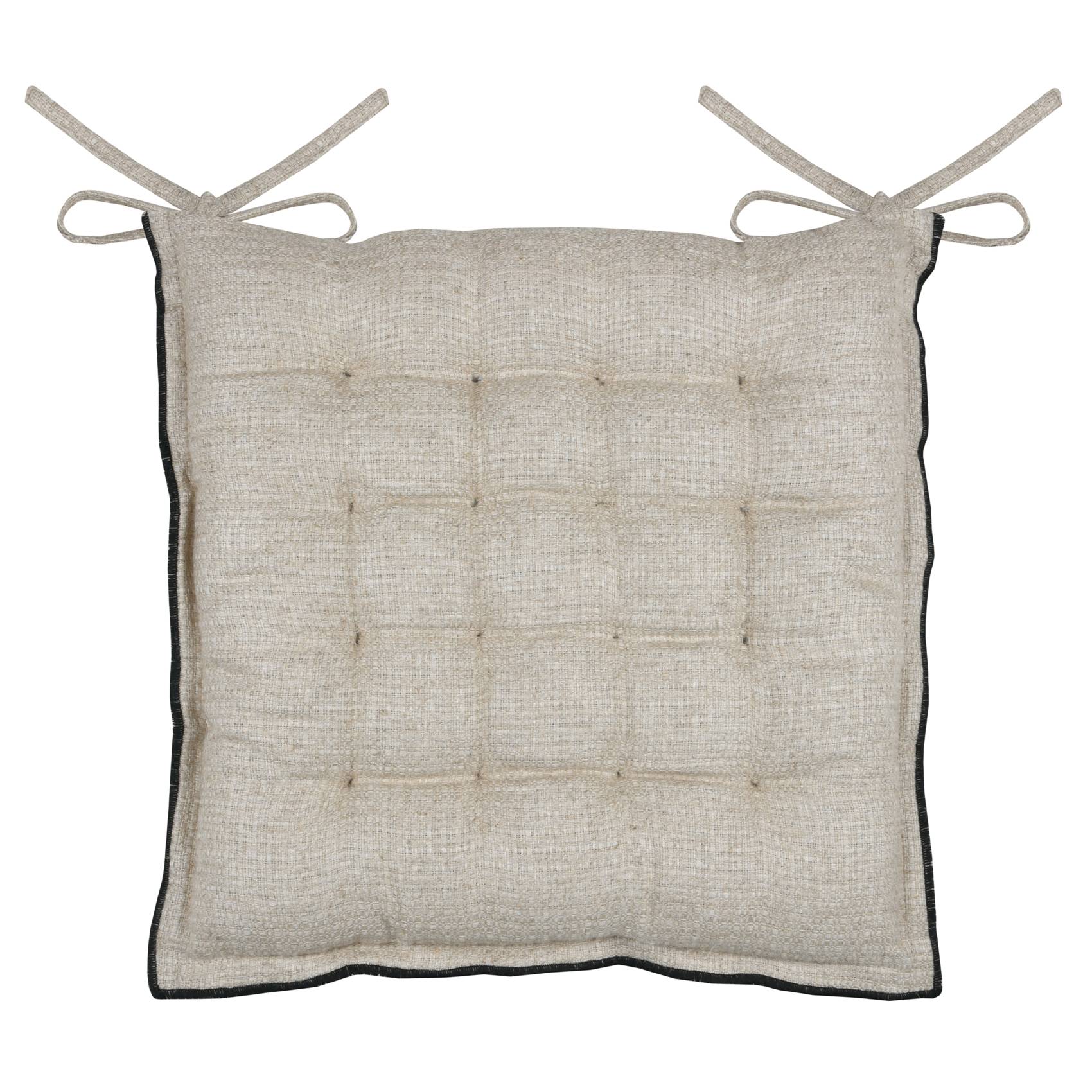 Lovely Casa - Galette de chaise en poly-lin avec finitions passepoil - LOVELY CASA - Lin - Naturel