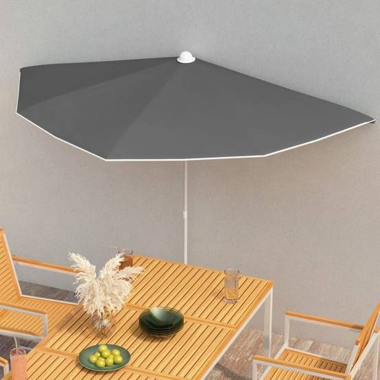 Maison Chic - Demi-parasol de jardin | Parasol d'extérieur avec mât 180x90 cm anthracite Maison Chic - Image 2
