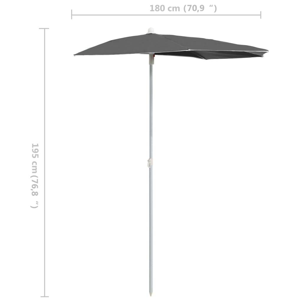 Maison Chic - Demi-parasol de jardin | Parasol d'extérieur avec mât 180x90 cm anthracite Maison Chic - Image 8