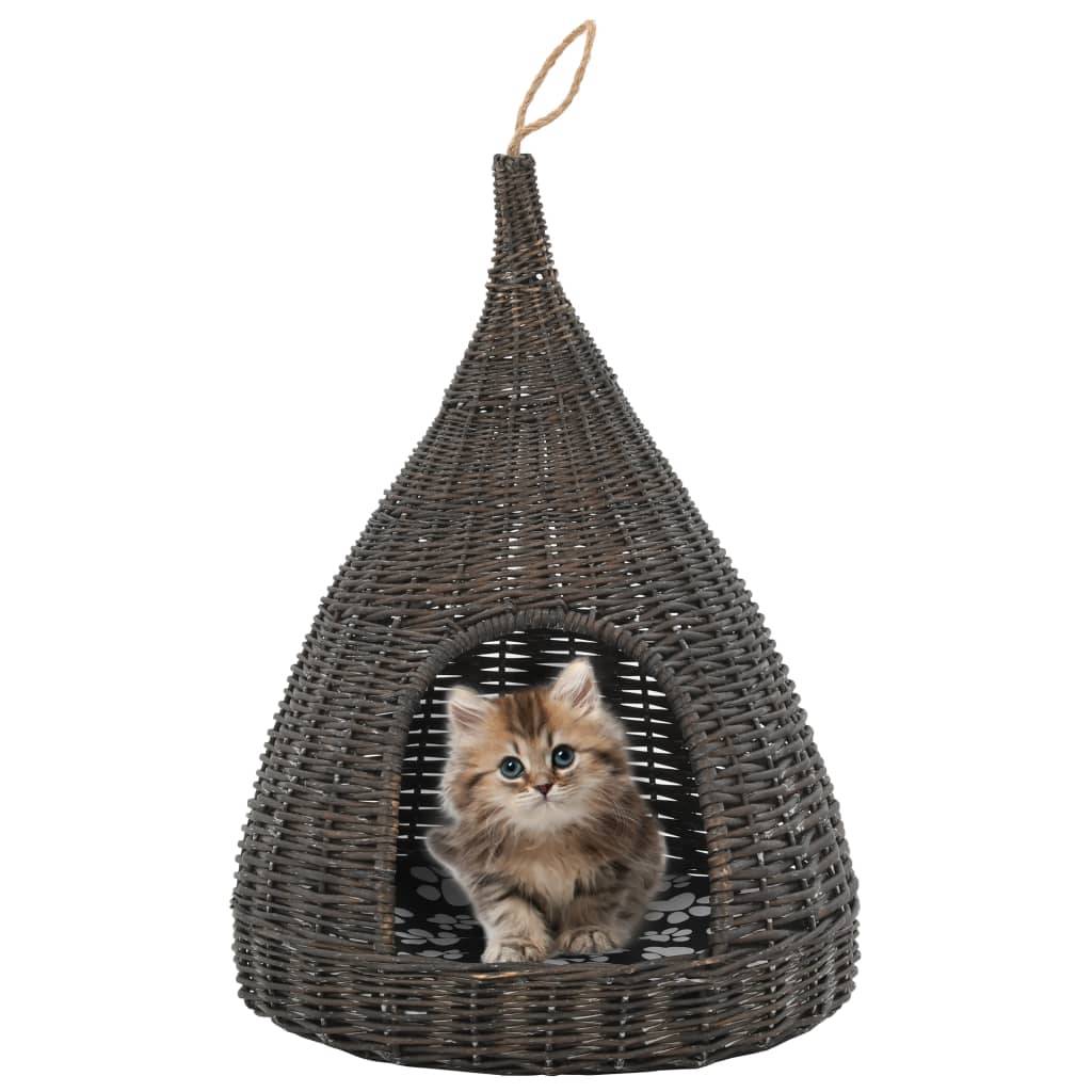 Vidaxl - Panier pour chats avec coussin Gris 40x60 cm Saule naturel vidaXL 170778 - Imagen 1
