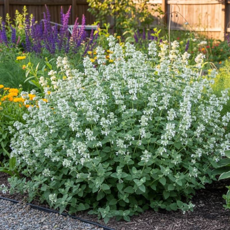 Herbe aux chats - Menthe des chats racemosa Snowflake, Nepeta à fleurs Blanche/ - feuillage Persistant - Godet - 5/20 cm - Imagen 1