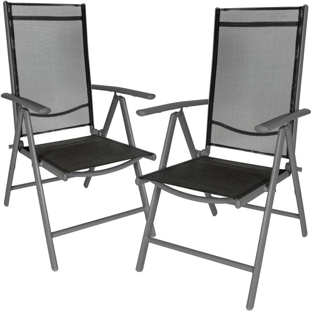 Helloshop26 - Lot de 2 chaises de jardin pliantes noir/anthracite - Imagen 1