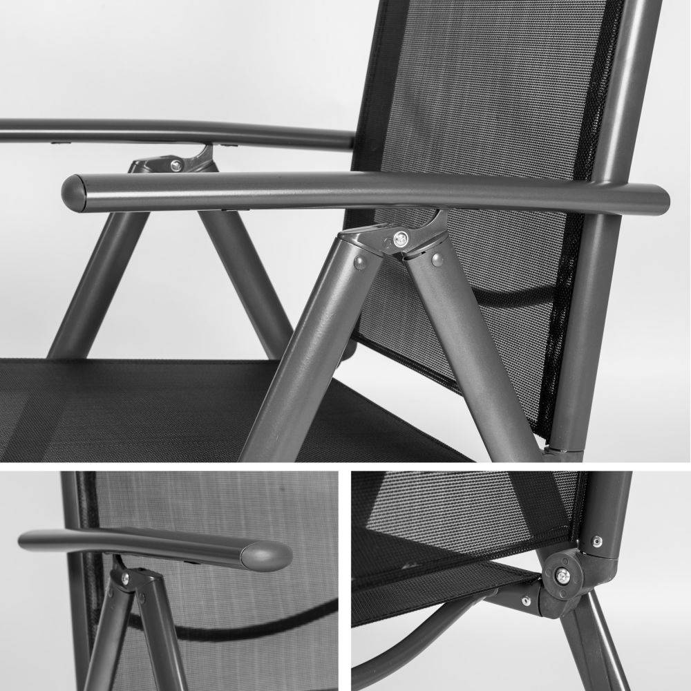 Helloshop26 - Lot de 2 chaises de jardin pliantes noir/anthracite - Imagen 2
