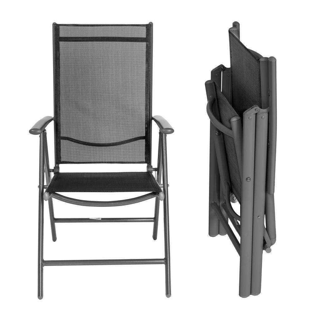Helloshop26 - Lot de 2 chaises de jardin pliantes noir/anthracite - Imagen 4
