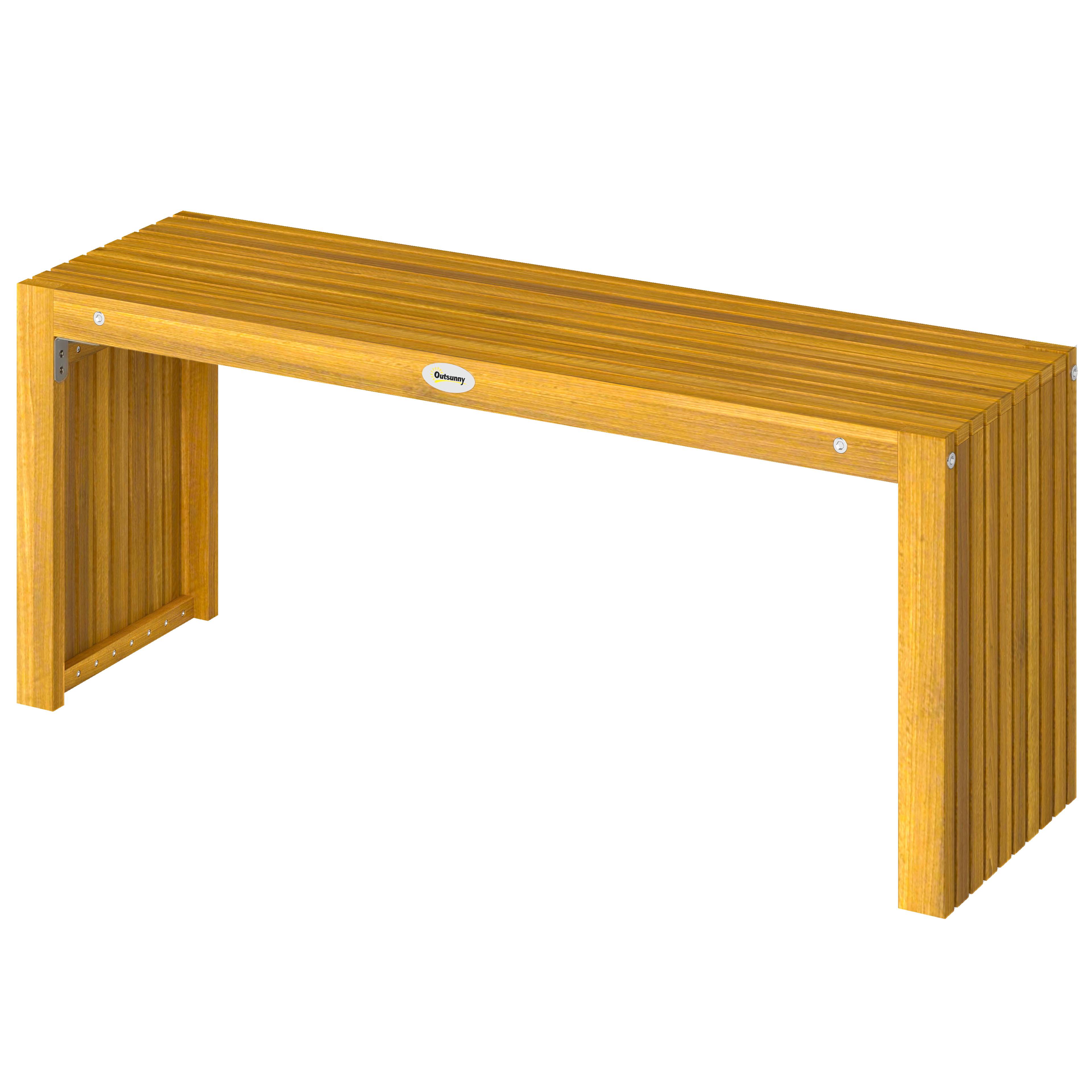 Sans Marque - Banc Jardin Bois Acacia sans Dossier 2 Places Assise Lattes 110x30x45cm Bois naturel - Image 2