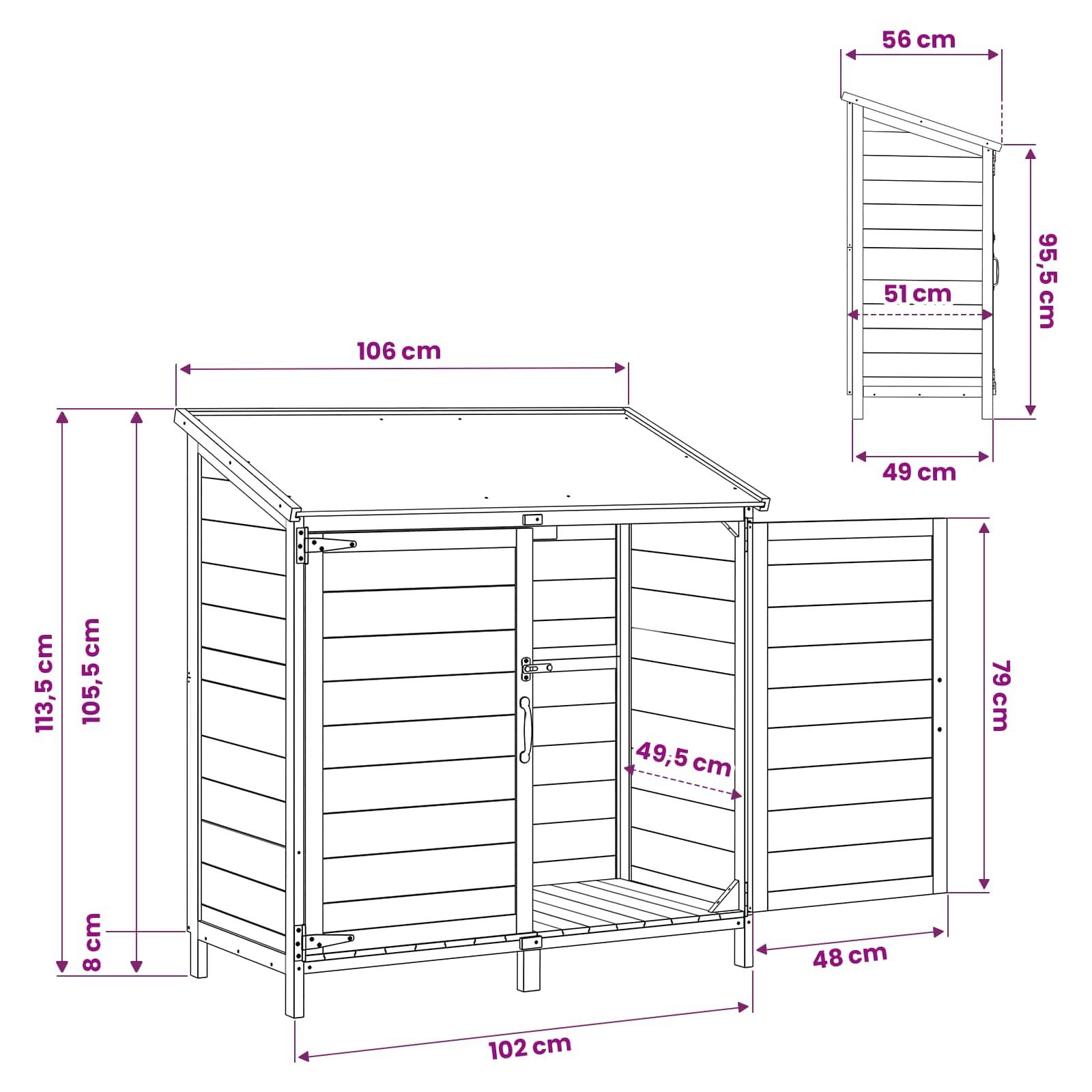 Vidaxl - Abri de jardin Marron 106 x 56 x 113,5 cm Bois de Sapin Massif 0.6m² vidaXL 42033443 - Image 3