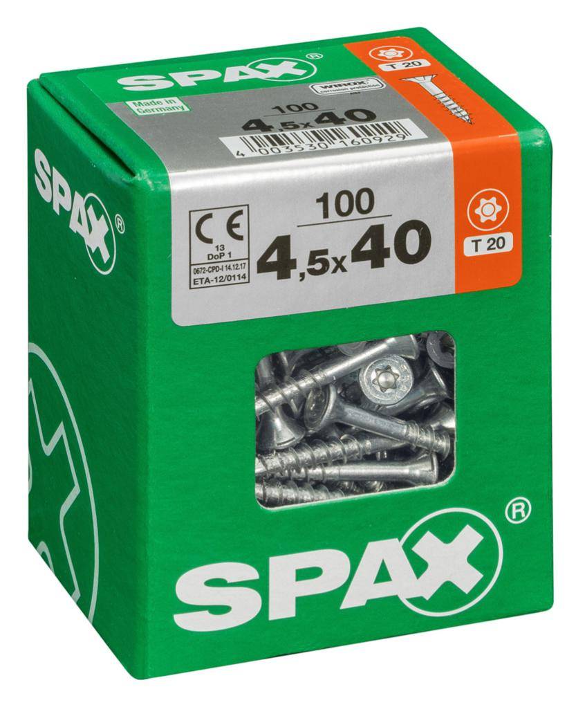 Spax - Lot de 100 vis acier tête fraisée torx SPAX, Diam.4.5 mm x L.40 mm - Image 1