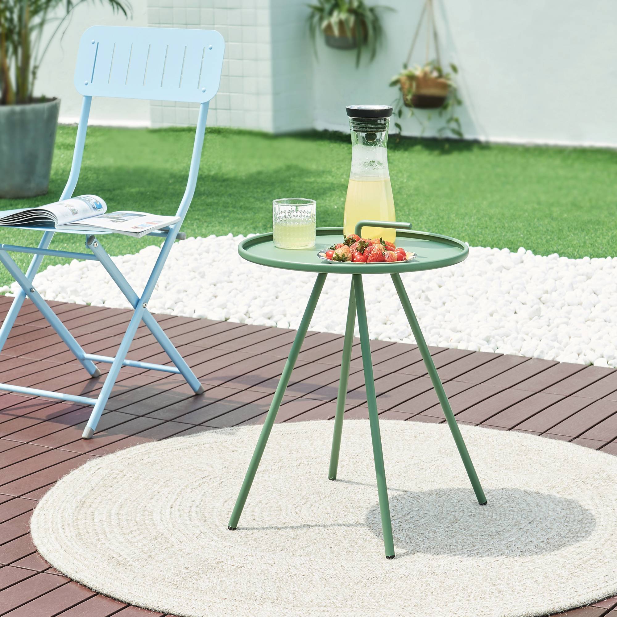 Table d'appoint de jardin Fosen acier 55 x 42 cm vert [en.casa] - Imagen 3