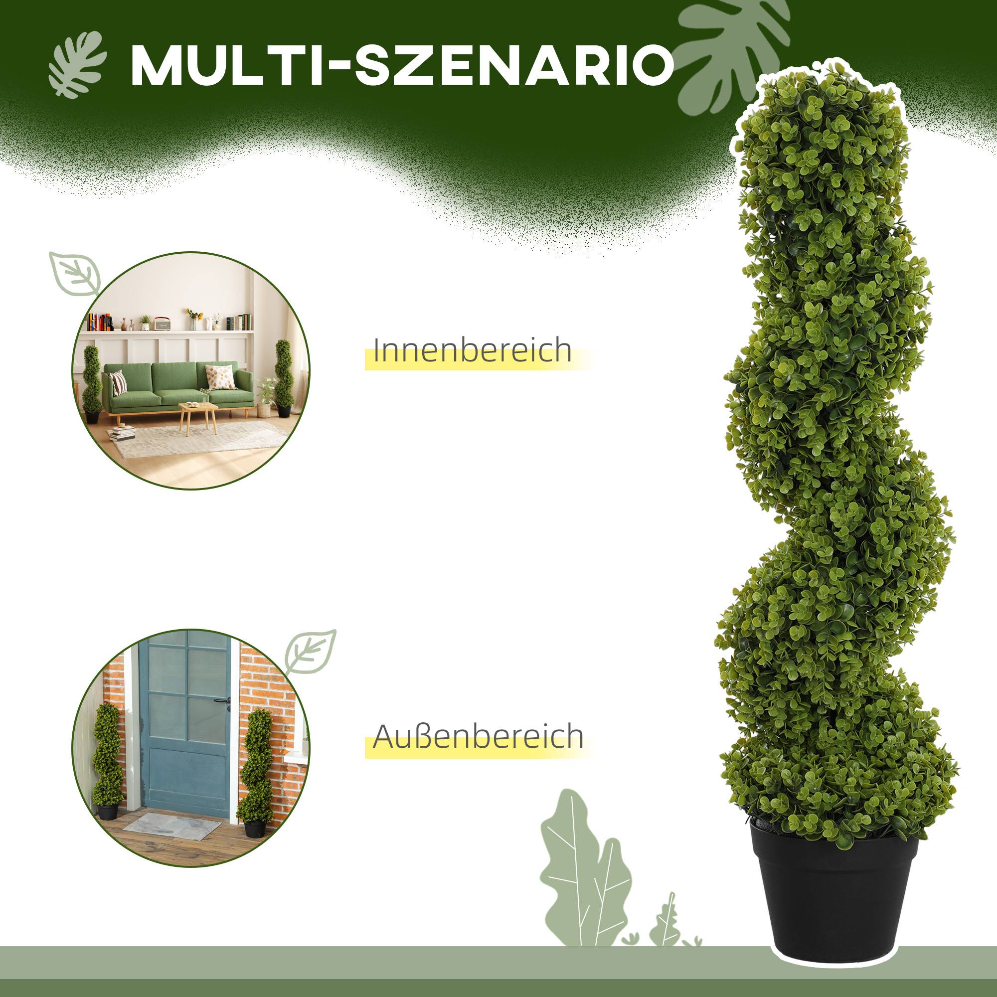 Lot de 2 Plantes Artificielles Plastique Intérieur Extérieur Anti UV Vert 90cm - ComfortXL Outdoor Living - Image 7