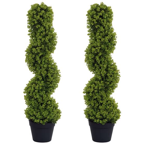 Lot de 2 Plantes Artificielles Plastique Intérieur Extérieur Anti UV Vert 90cm - ComfortXL Outdoor Living - Image 1