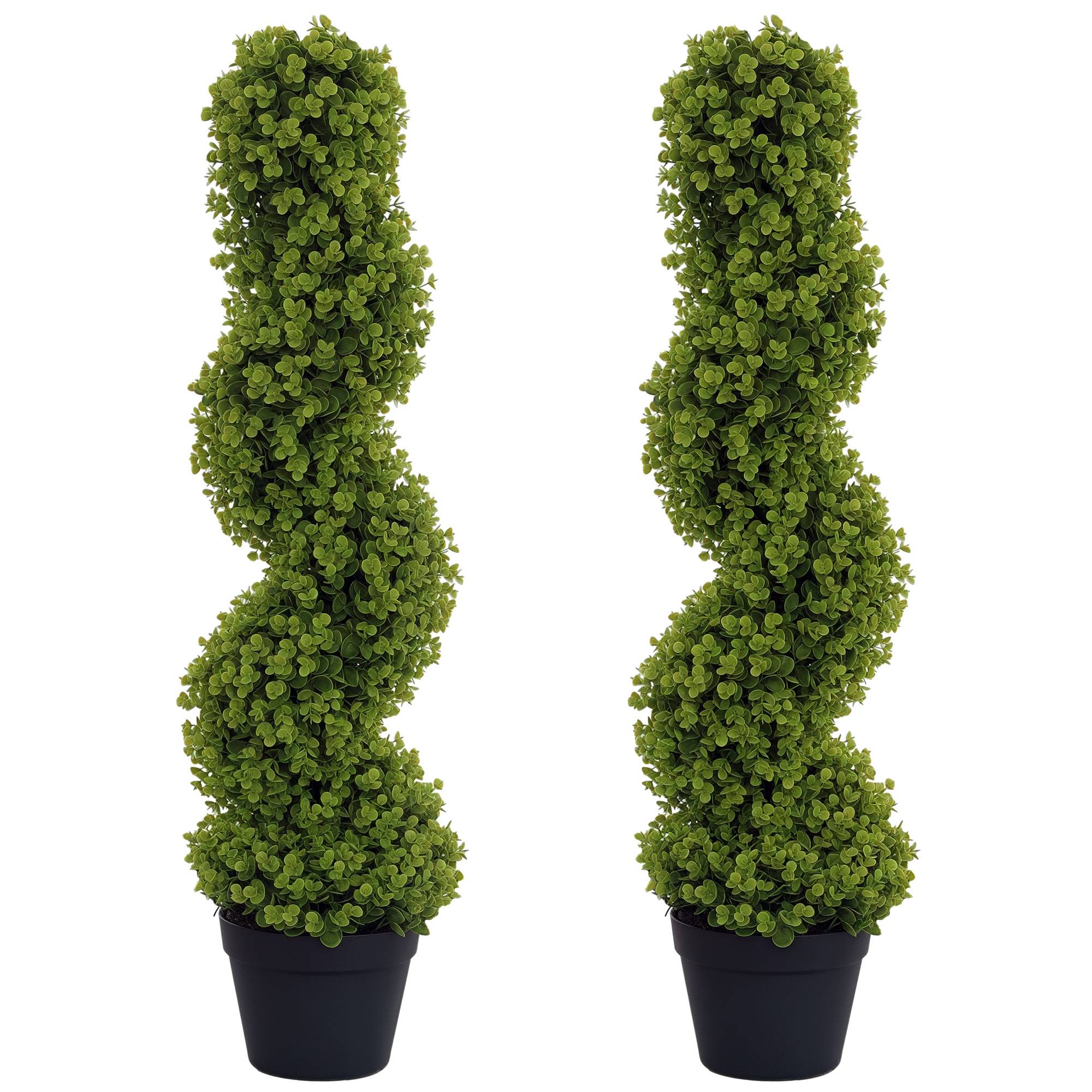 Lot de 2 Plantes Artificielles Plastique Intérieur Extérieur Anti UV Vert 90cm - ComfortXL Outdoor Living - Image 1