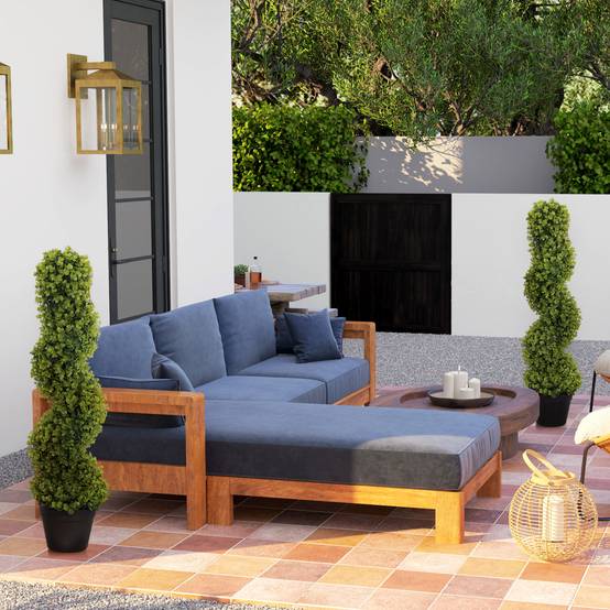 Lot de 2 Plantes Artificielles Plastique Intérieur Extérieur Anti UV Vert 90cm - ComfortXL Outdoor Living - Image 9