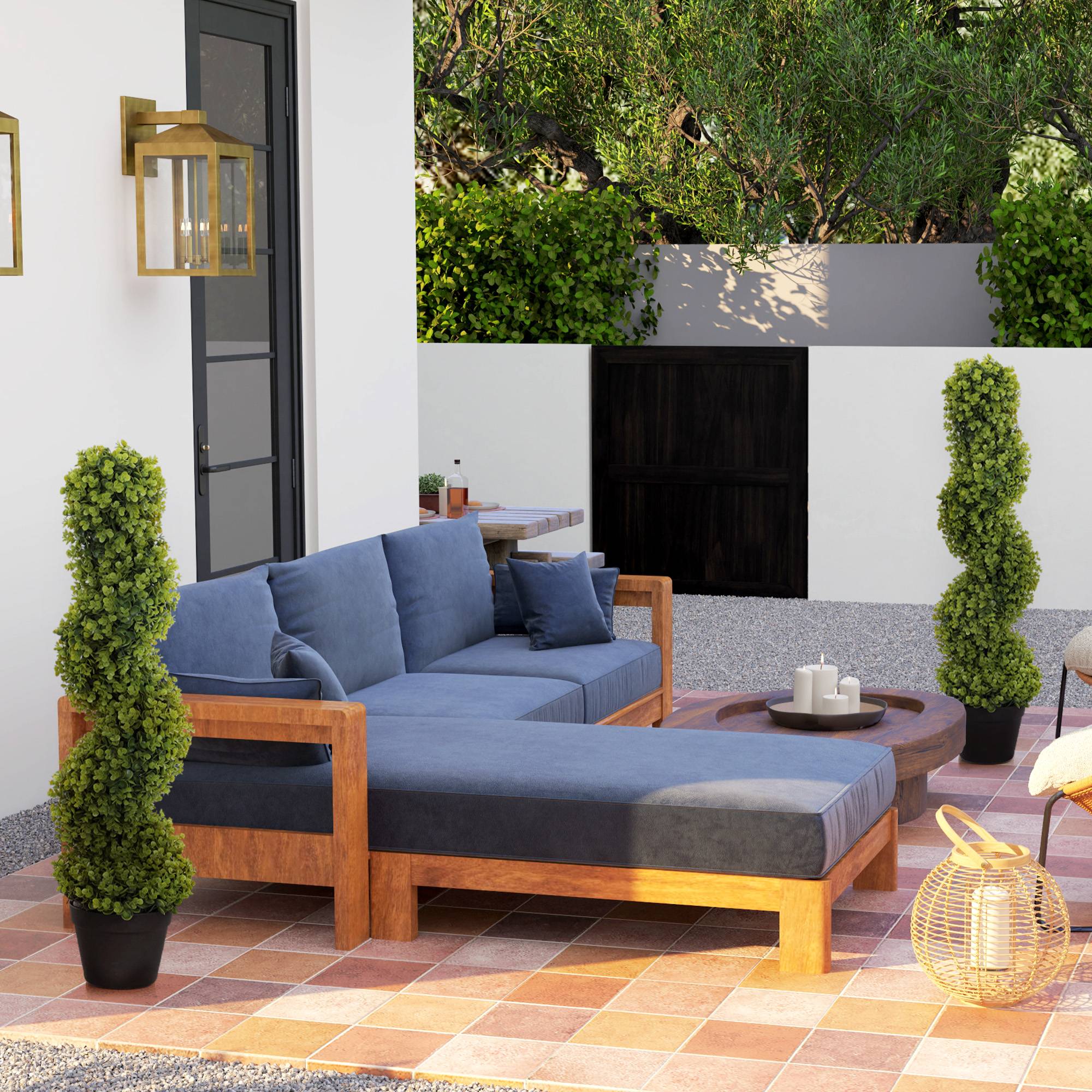 Lot de 2 Plantes Artificielles Plastique Intérieur Extérieur Anti UV Vert 90cm - ComfortXL Outdoor Living - Image 9