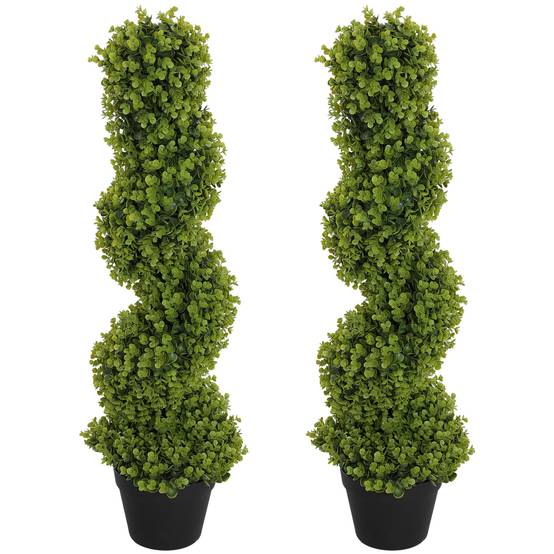 Lot de 2 Plantes Artificielles Plastique Intérieur Extérieur Anti UV Vert 90cm - ComfortXL Outdoor Living - Image 2