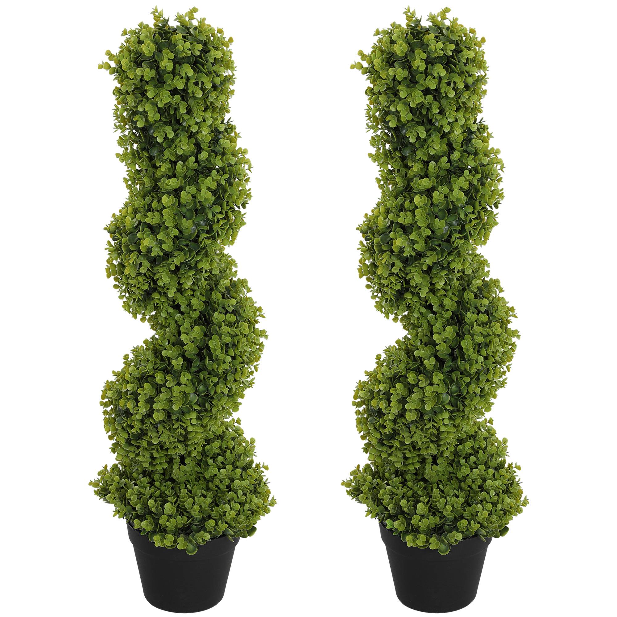 Lot de 2 Plantes Artificielles Plastique Intérieur Extérieur Anti UV Vert 90cm - ComfortXL Outdoor Living - Image 2