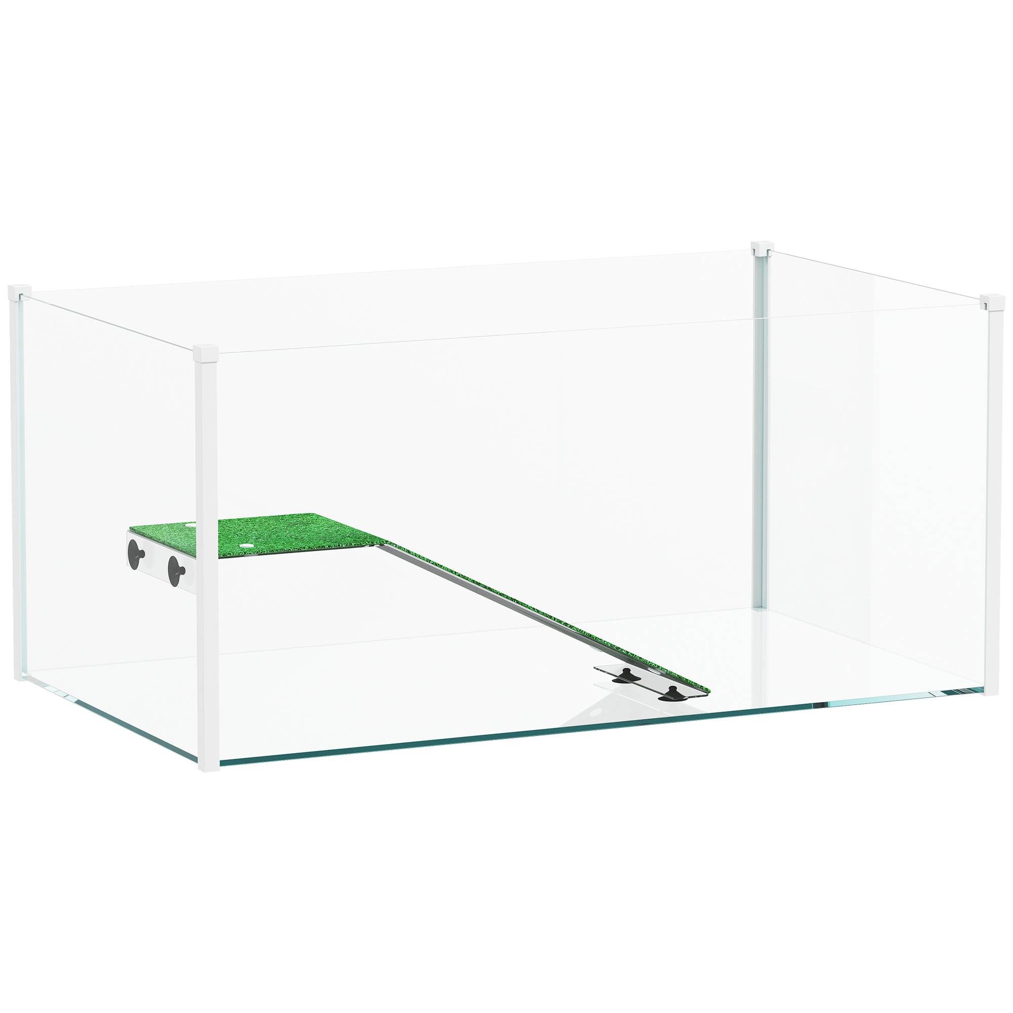 Aquarium pour tortues, terrarium avec plateforme, rampe et vue panoramique à 360°, 60 x 35 x 28 cm, blanc - Image 2