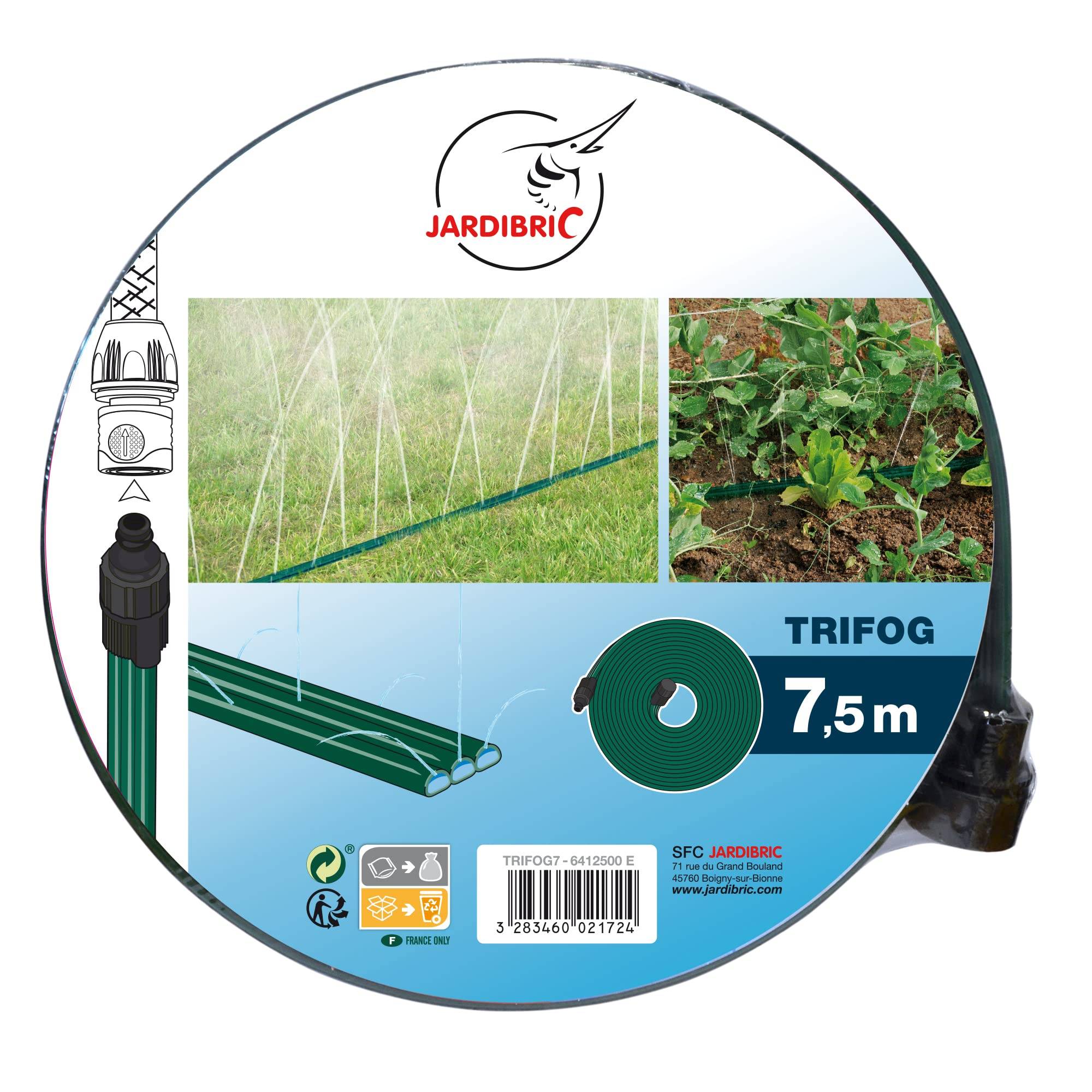 Jardibric - Jardibric - Arroseur Souple Microperforé Trifog 7,5m - Irrigation Uniforme et Efficace pour Vos Plantes et Massifs de Jardin