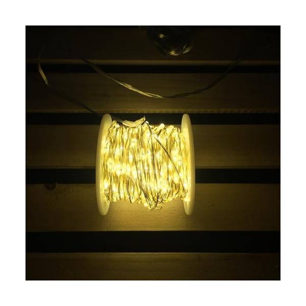 Lotti - Guirlande lumineuse argentée 37m 500 Micro LED gouttes blanc chaud 8 jeux de lumière mémoire fil métal IP44 Lotti - Imagen 4
