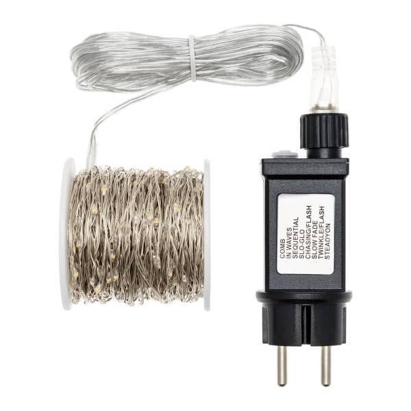 Lotti - Guirlande lumineuse argentée 37m 500 Micro LED gouttes blanc chaud 8 jeux de lumière mémoire fil métal IP44 Lotti - Imagen 3
