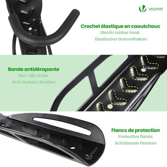 Lot de 4 supports de vélo mural avec coussinets de protection - Crochet de mur - Rangement suspendu en acier pour garage maison - Noir - VOUNOT® - Image 3