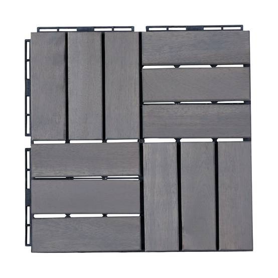 Casa.Pro - Conjunto de 10 losas de jardín Alliste de madera de acacia de 12 listones 0,9 m² gris casa.pro - Imagen 4