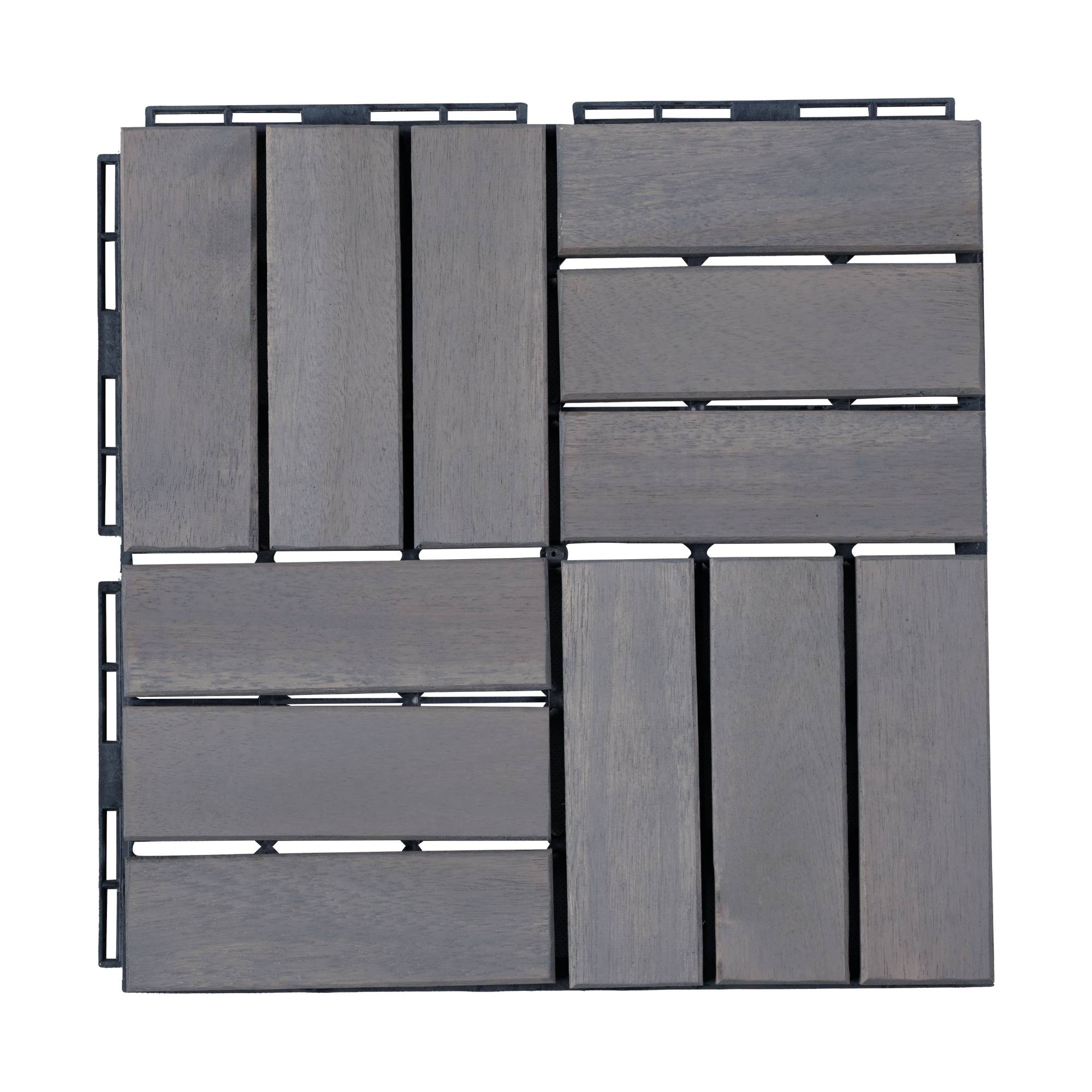 Casa.Pro - Conjunto de 10 losas de jardín Alliste de madera de acacia de 12 listones 0,9 m² gris casa.pro - Imagen 4