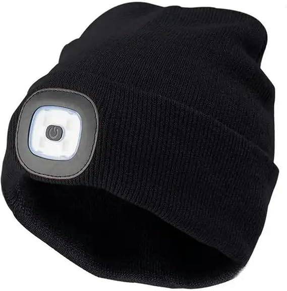 Bonnet avec lampe LED noir - IntiMe