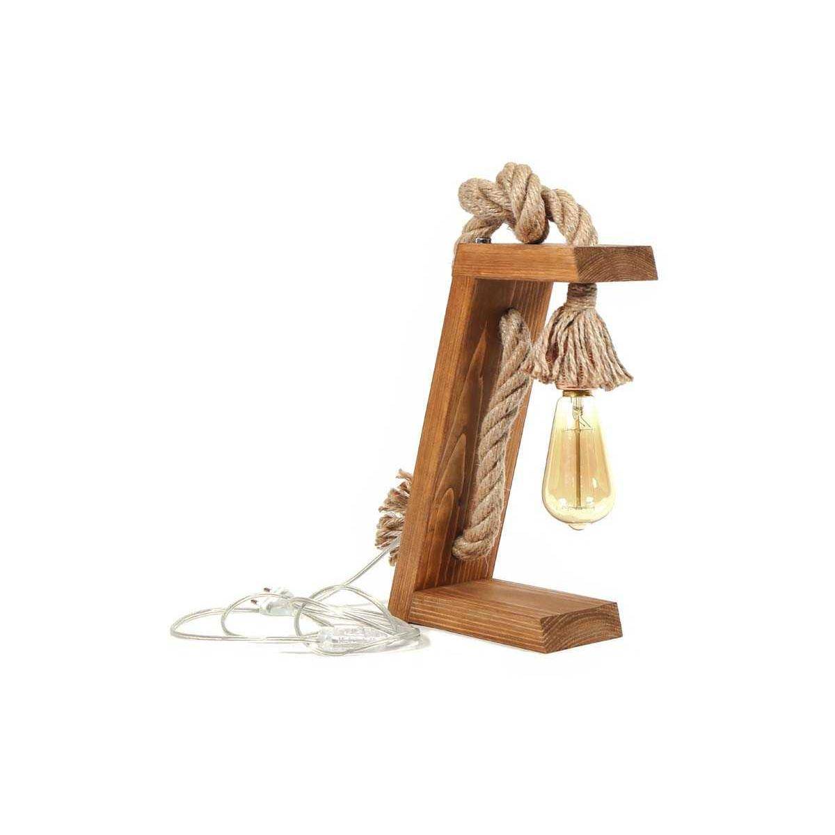 Hanah Home - Lampe à poser en sapin et jute Kitt - Imagen 1