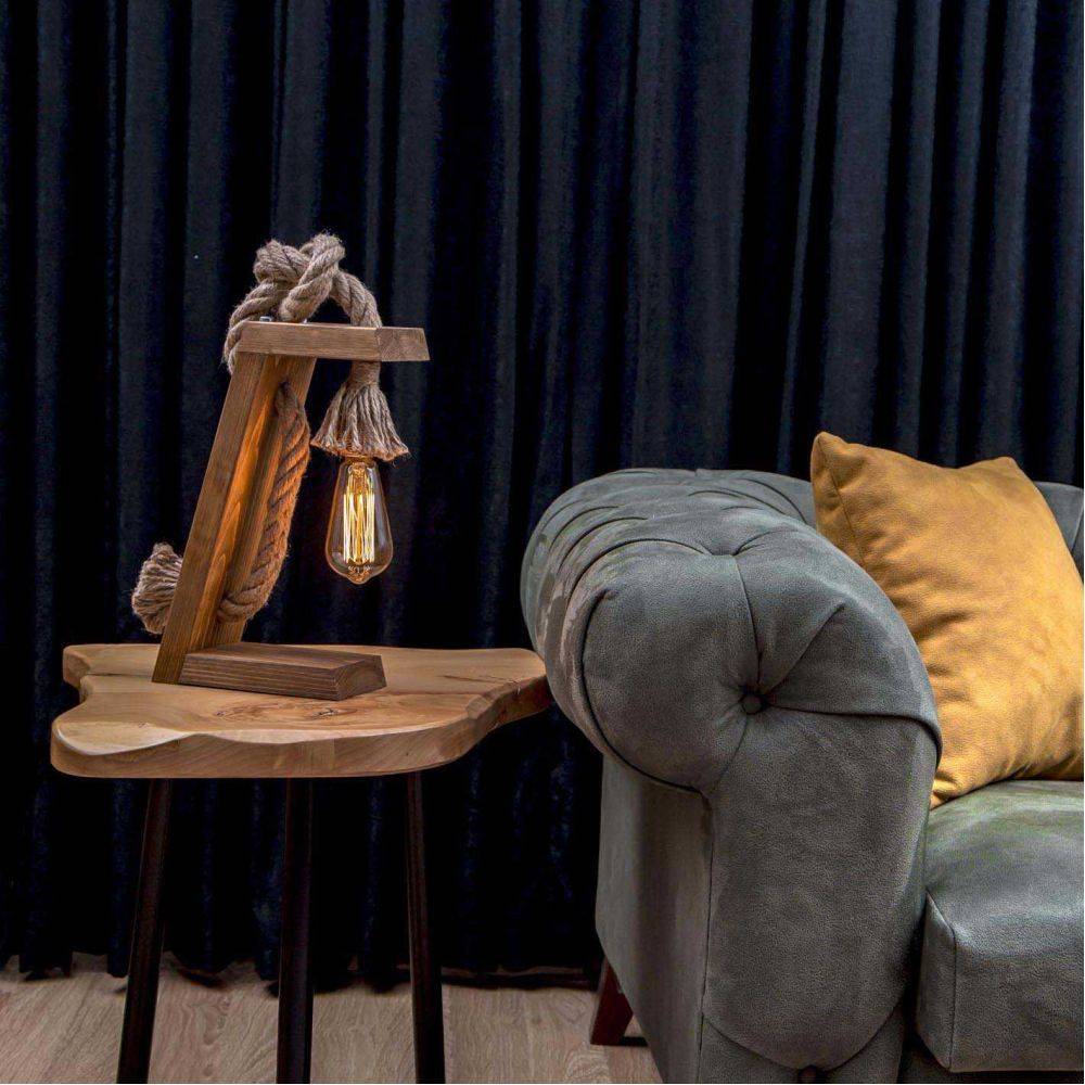 Hanah Home - Lampe à poser en sapin et jute Kitt - Imagen 2