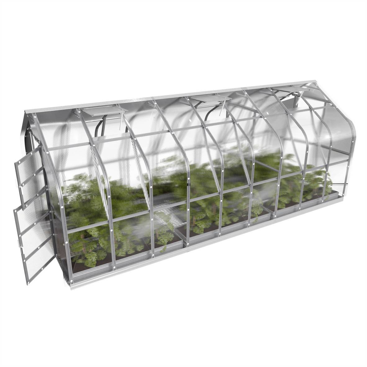 KLASIKA GREENHOUSES - Serre KLASIKA Standard 15m2, 2,5m x 6m, 4 mm avec revêtement en polycarbonate (Avec 3 toits ouvrants automatiques) - Image 6
