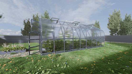 KLASIKA GREENHOUSES - Serre KLASIKA Standard 15m2, 2,5m x 6m, 4 mm avec revêtement en polycarbonate (Avec 3 toits ouvrants automatiques) - Image 2