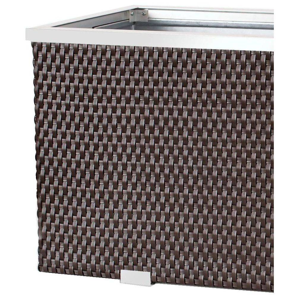 Rattan Art - Jardinière en résine tressée avec réserve d'eau et cadre en aluminium 95 x 39 x 43 cm Marron foncé - Imagen 4
