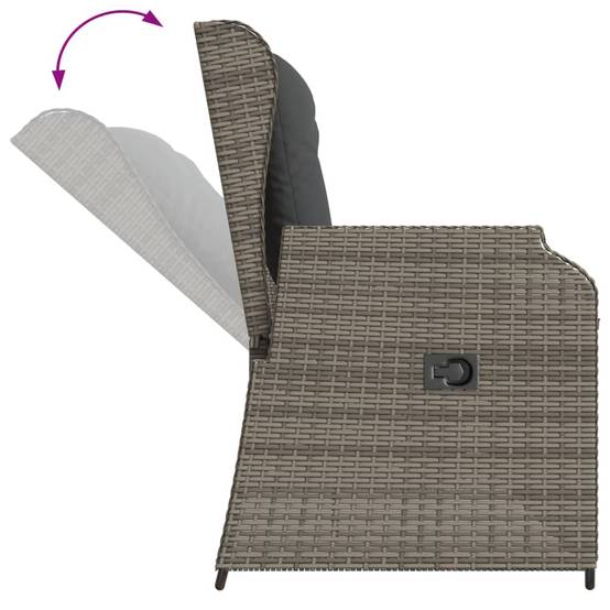 Ensemble de jardin 3 pcs avec bancs relax et table carrée 110x110 cm gris – ComfortXL Outdoor Living - Image 5