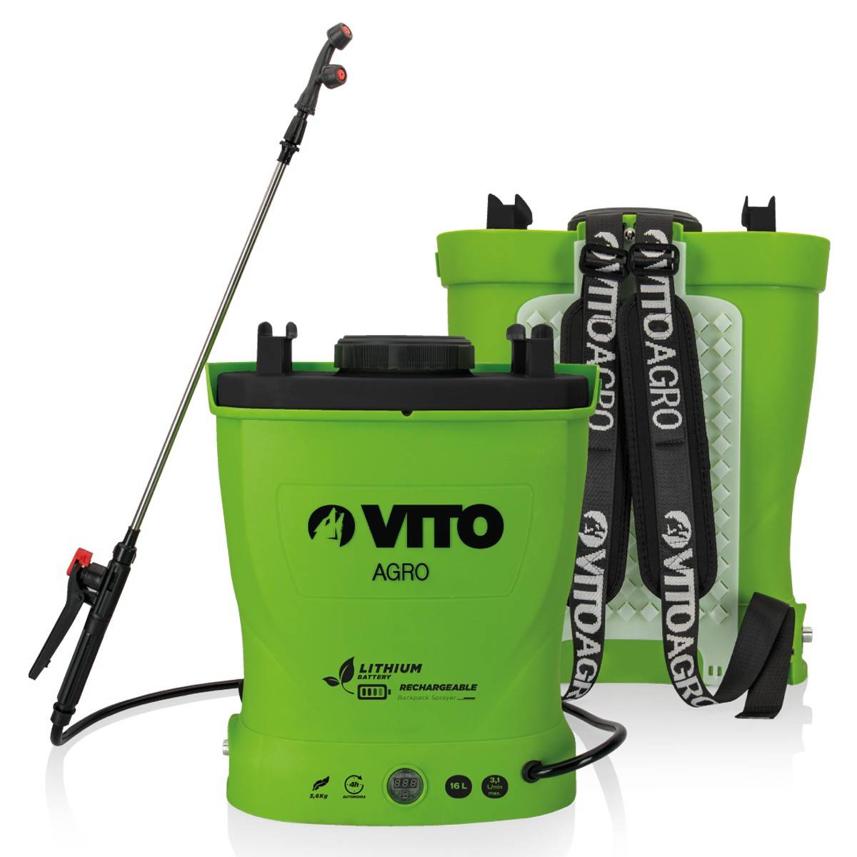 Pulvérisateur Electrique à Batterie Lithium 12V/8AH 16L 6 bars Chargeur Végetaux jardin toitures VITO - Imagen 1