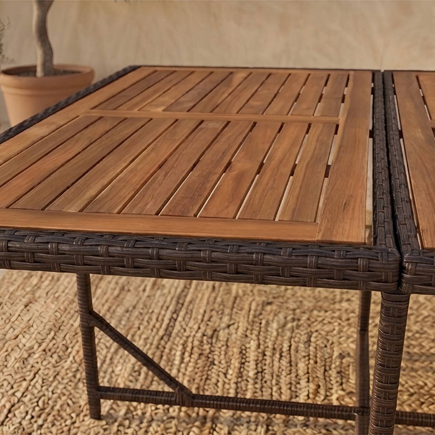 Salon de jardin 12 pl en résine marron et coussins beige + housse TOLEDO - Image 10