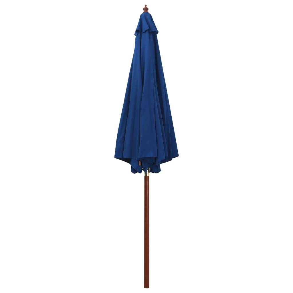 Helloshop26 - Parasol mobilier de jardin avec mât en bois 300 x 258 cm bleu - Imagen 5
