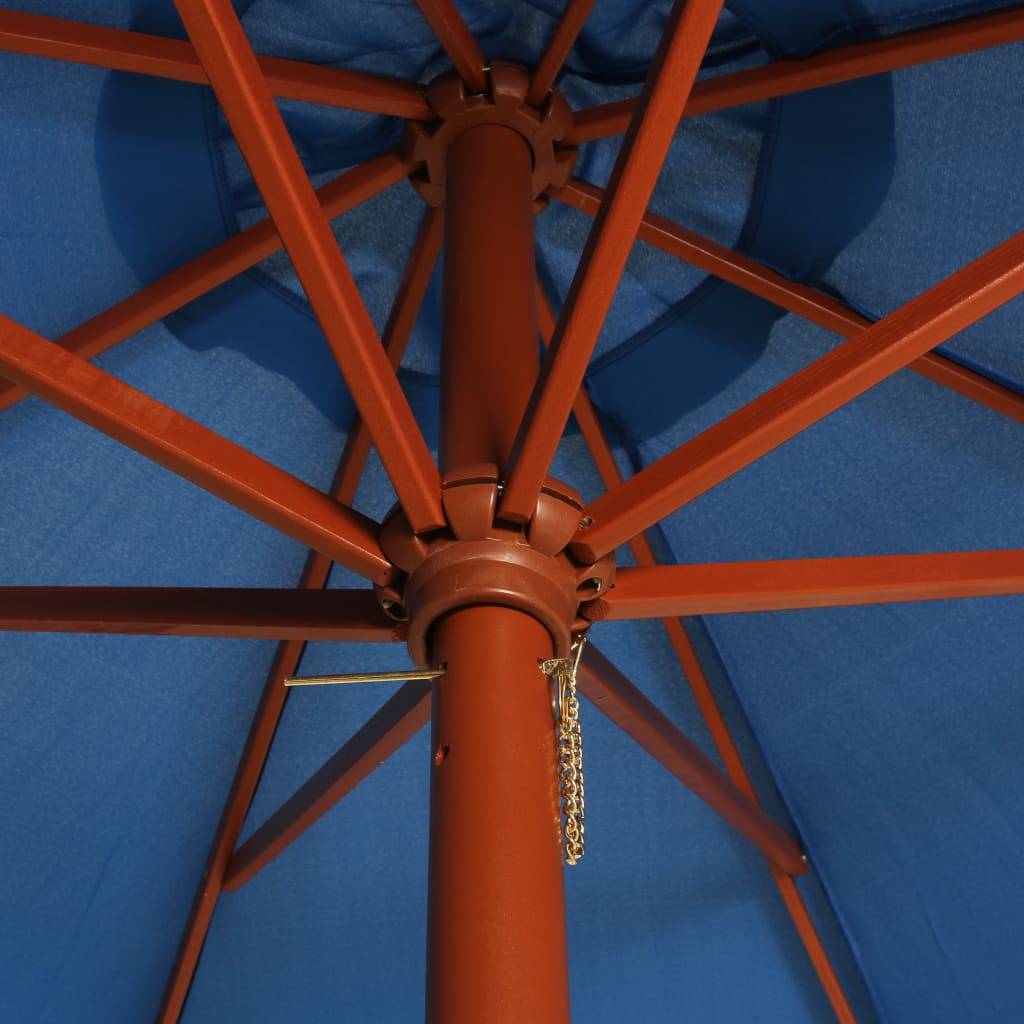 Helloshop26 - Parasol mobilier de jardin avec mât en bois 300 x 258 cm bleu - Imagen 2