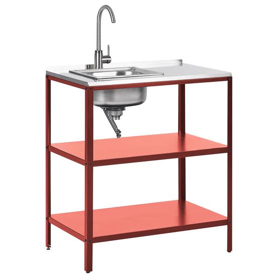 Beliani - Cuisine de jardin Acier Rouge VILAMA - 80x50x90- Beliani - Image 2