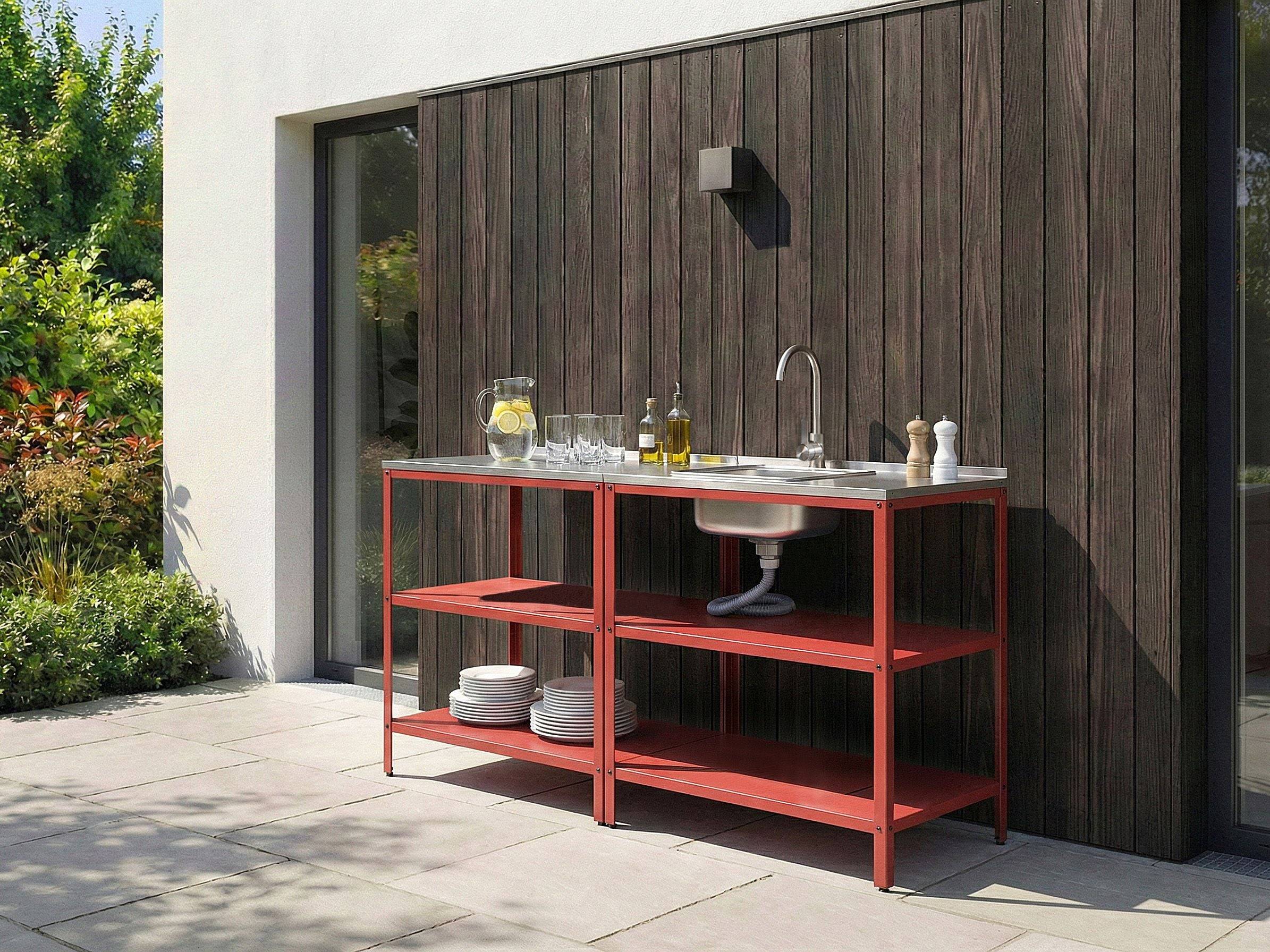 Beliani - Cuisine de jardin Acier Rouge VILAMA - 80x50x90- Beliani - Image 1