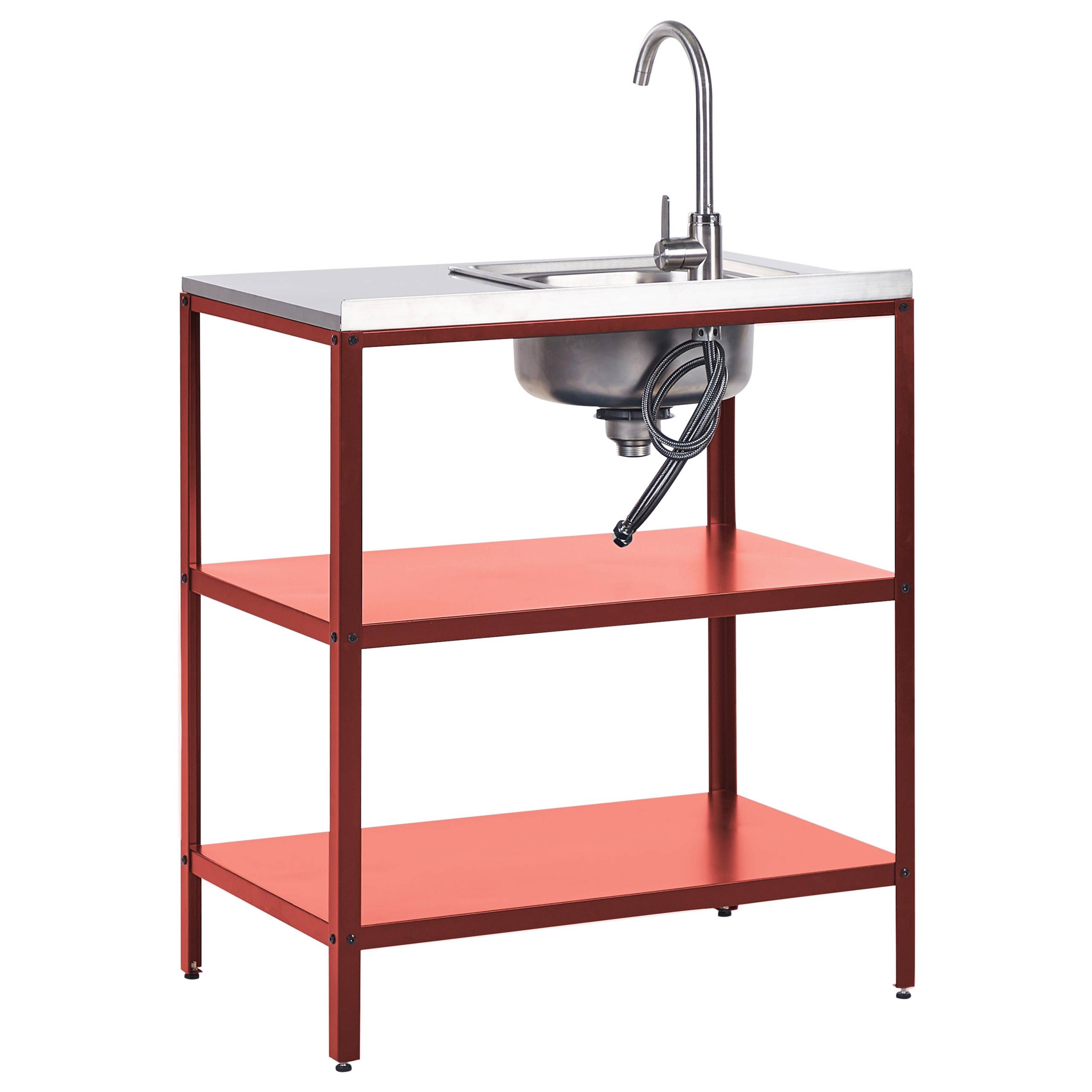 Beliani - Cuisine de jardin Acier Rouge VILAMA - 80x50x90- Beliani - Image 5