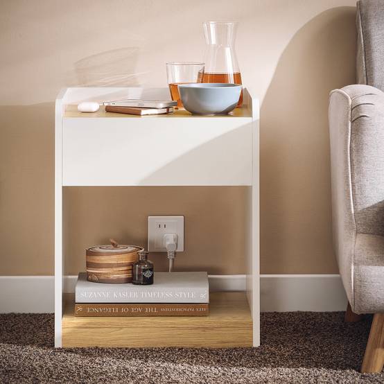 SoBuy FBT128-WN Table de Chevet Moderne avec 1 Tiroir, Blanc, pour Salon ou Chambre à Coucher - Image 10