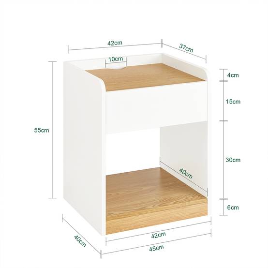 SoBuy FBT128-WN Table de Chevet Moderne avec 1 Tiroir, Blanc, pour Salon ou Chambre à Coucher - Image 3